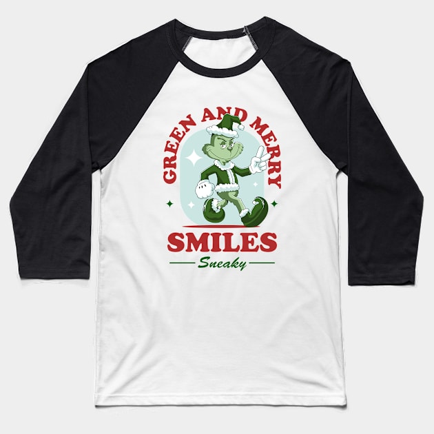 Grinchy Goodness Christmas Baseball T-Shirt by milatees